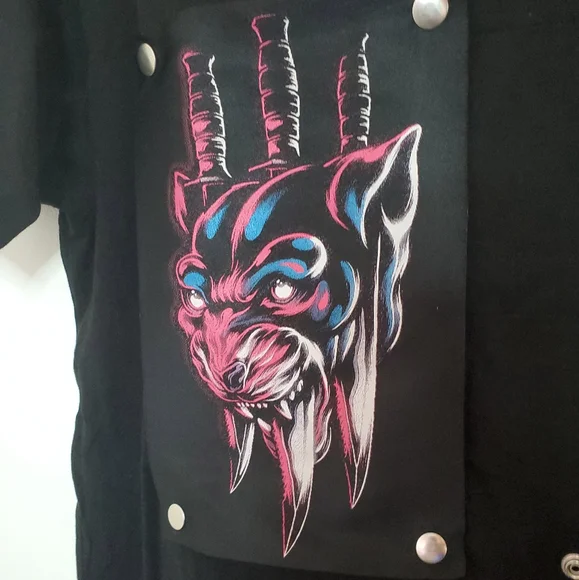 Diesel x Olivia ØBLANC Black Snap Patch T-Shirt M - Picture 2 of 5